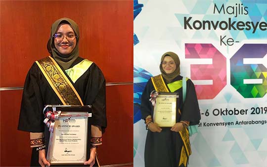 Saudari Balqis, penerima Anugerah Platinum dalam Konvokesyen KPTM kali ke 36